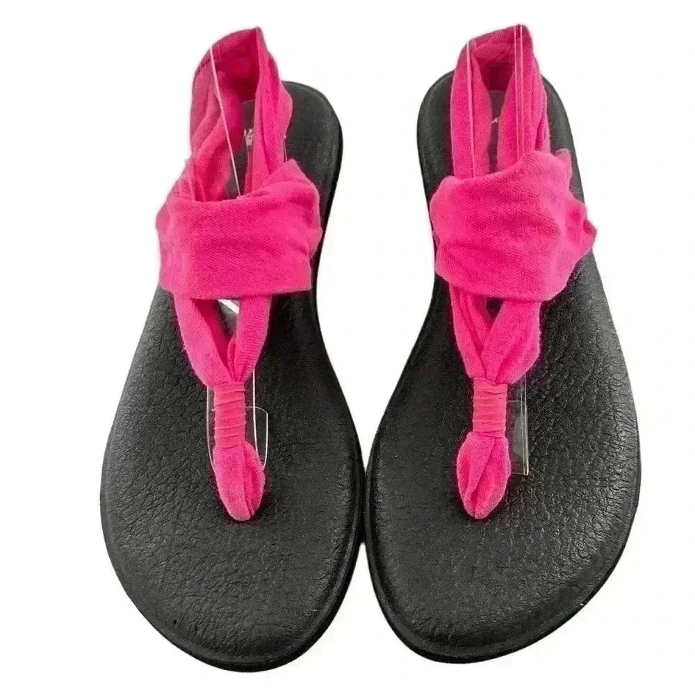 Sanuk womens sandals size 10 41 fuchsia pink yoga mat walking